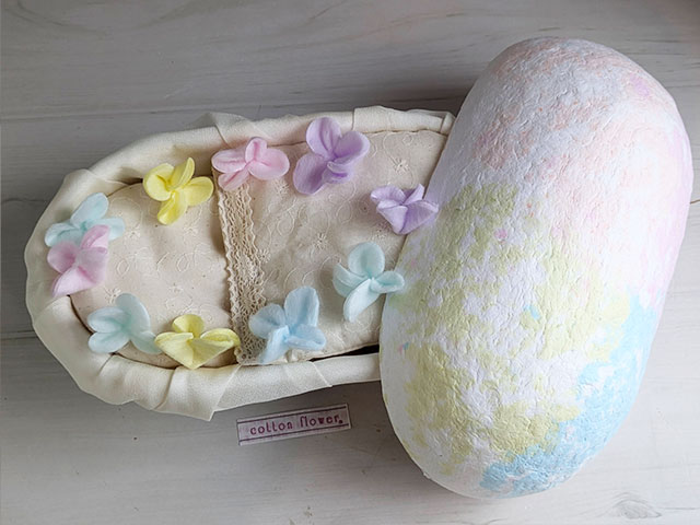 赤ちゃん葬儀　コットンフラワー　かわいい葬儀　まゆのゆりかご