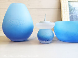 手作り仏具セット　すりガラス　ブルーの仏具　こどもの仏具　横置き香炉　絵を入れる　オーダー