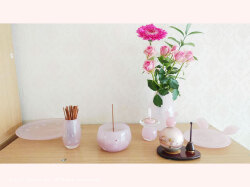 かわいいピンクの仏具セット桜やうさぎのモチーフがいっぱい、お好きな物をイメージしてオーダー手作り