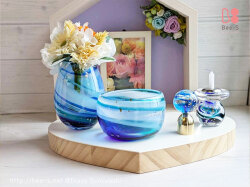 ブルーの仏具セット　かっこいいお仏壇　おしゃれ仏壇　赤ちゃん仏壇　手元供養　仏具小物　仏具飾り方　制作事例