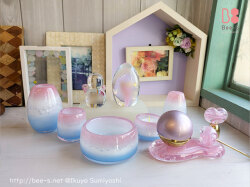 ピンクとブルーのかわいい仏具セット　お位牌もトータルコーディネート