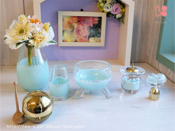 パステルブルーのかわいい仏具セット　ミントグリーン　かわいい仏具セット　おしゃれな仏具セット