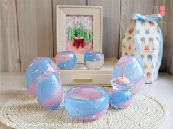 赤ちゃん仏具、かわいいスワロを付けました　ピンク＆ブルー　赤ちゃん仏具