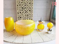 黄色とオレンジのかわいいガラス仏具セット　赤ちゃん仏具　ペット仏具