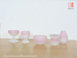 ピンクのかわいいガラス仏具　制作事例　手元供養品　ミニサイズ