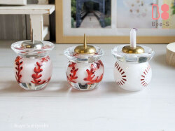 野球型　ボール型　火立　ろうそく立　オーダー　手作り　ガラス