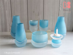 水色の仏具セット　ガラス仏具　仏具小物　仏具セット　赤ちゃん仏具　こども仏具　おしゃれ仏具　手元供養　水子供養