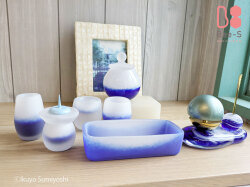 紺色の仏具　かっこいい海のイメージの仏具セット　おしゃれ　ガラス仏具　横置き香炉　オーダー仏具