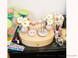 ガラスの仏具　お花の柄がとってもかわいいKARIN　赤ちゃん仏壇