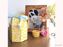 ミモザの柄のかわいい骨壺カバー　黄色の骨覆い　2寸