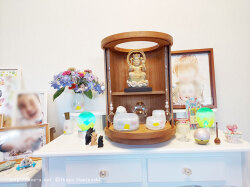 かわいいお仏壇 丸いお仏壇 Bee-Sオリジナルのお仏壇にガラス仏具がぴったりです