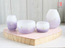 音楽と紫がとってもかわいい、ガラス仏具のセット
