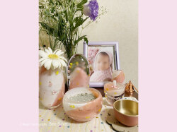 サーモンピンク仏具　かわいい　こども　赤ちゃん　オーダー　供養　水子供養　グリーフ　胎児の仏具　ガラスの仏具　子どもの仏壇