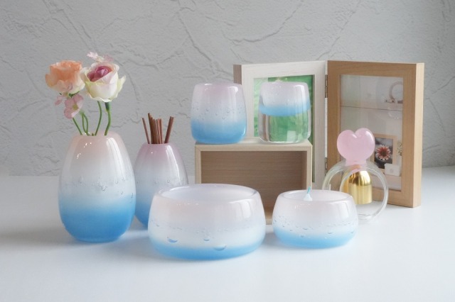 ガラス仏具　ピンク　ブルー　赤ちゃん　死産　流産　子ども用仏具　仏具セット　送料無料　通販