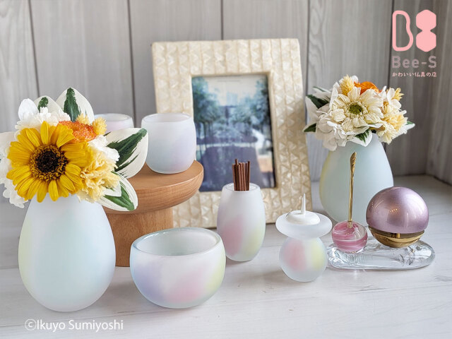 虹色 虹の仏具 かわいい仏具 ガラス仏具 おしゃれ仏具 赤ちゃん仏具 子ども仏具 仏具小物 仏具セット