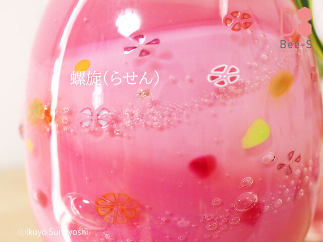 オーダーガラス仏具のオプション、泡や模様を入れられます