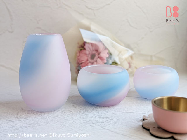 かわいい仏具セット　ピンクとブルー