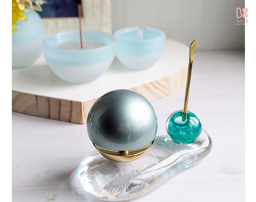 水色　仏具セット　かわいい　おしゃれ　ガラス　赤ちゃんの仏壇　赤ちゃんの仏具　子ども用仏具セット